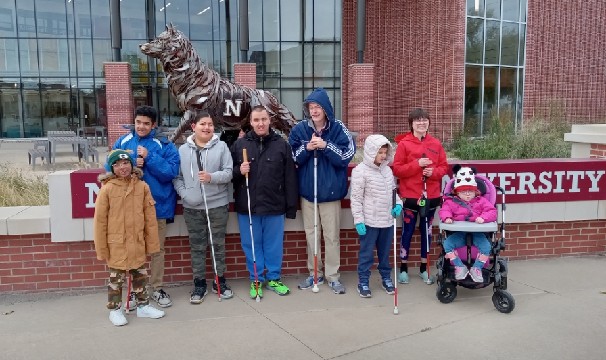 Students at white cane day walk